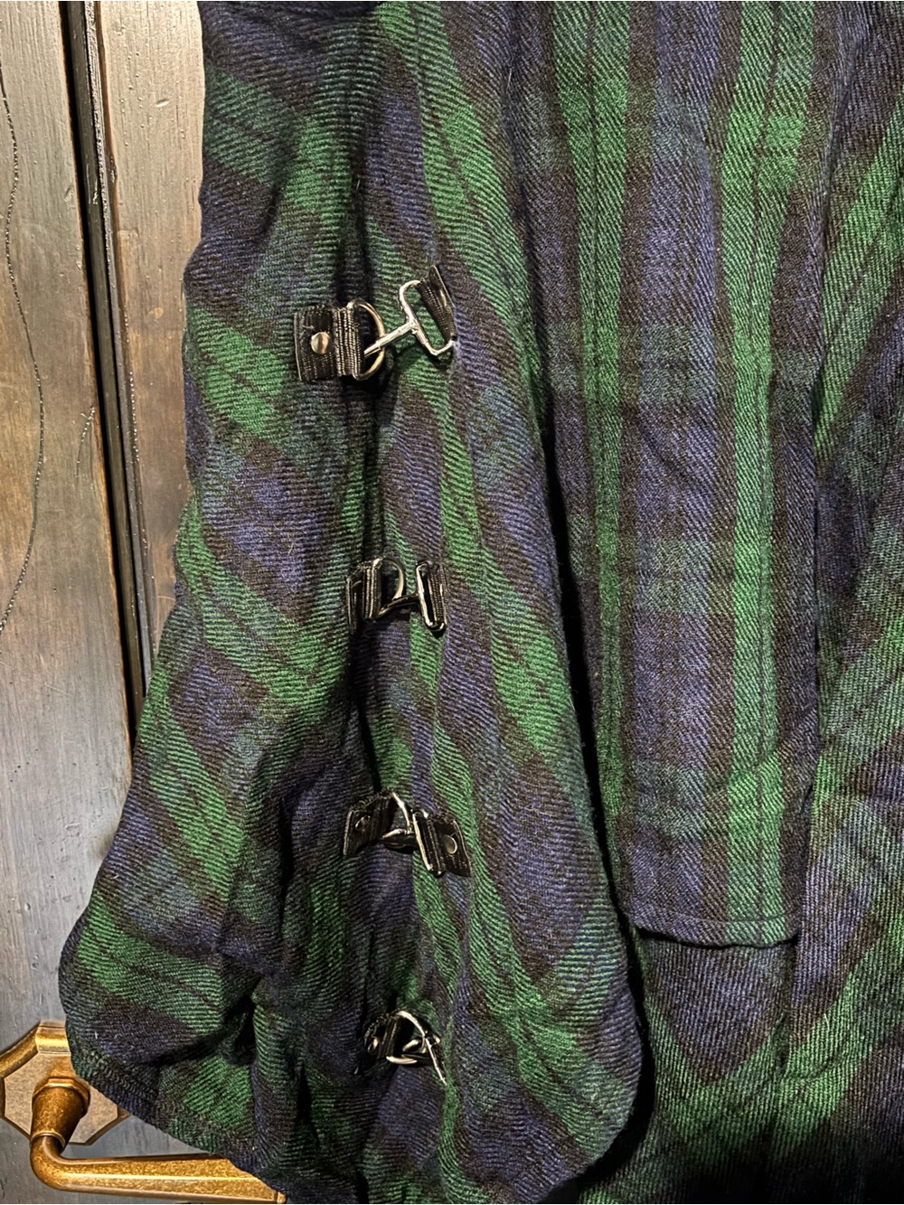 Kilt style pixie skirt buckles tartan plaid plus size black blue green